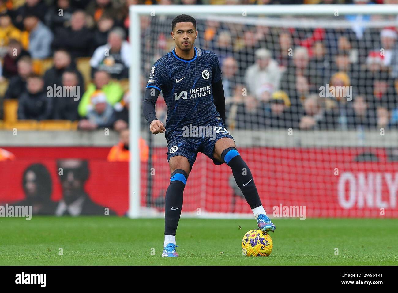 Wolverhampton, UK. 24th Dec, 2023. Levi Colwill of Chelsea in action during the Premier League match Wolverhampton Wanderers vs Chelsea at Molineux, Wolverhampton, United Kingdom, 24th December 2023 (Photo by Gareth Evans/News Images) Credit: News Images LTD/Alamy Live News Stock Photo