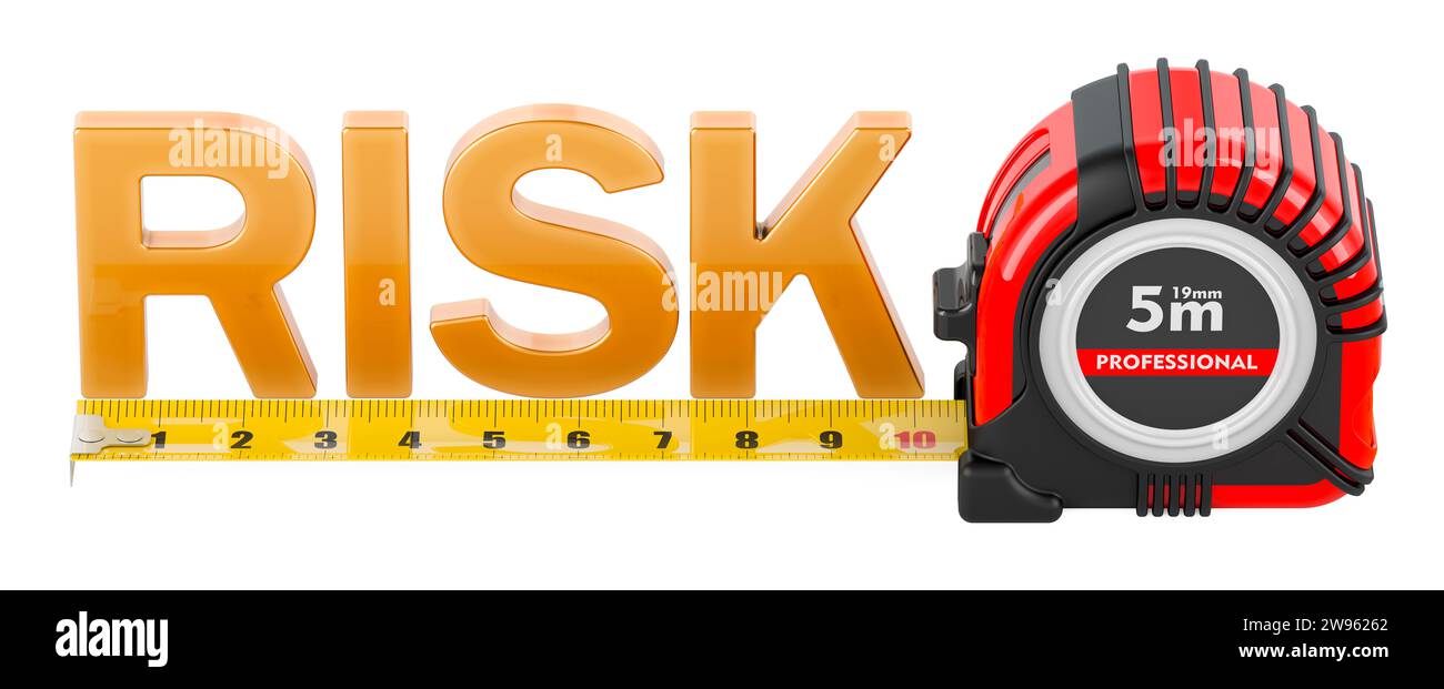Risk concept with measuring tape, 3D rendering isolated on white ...