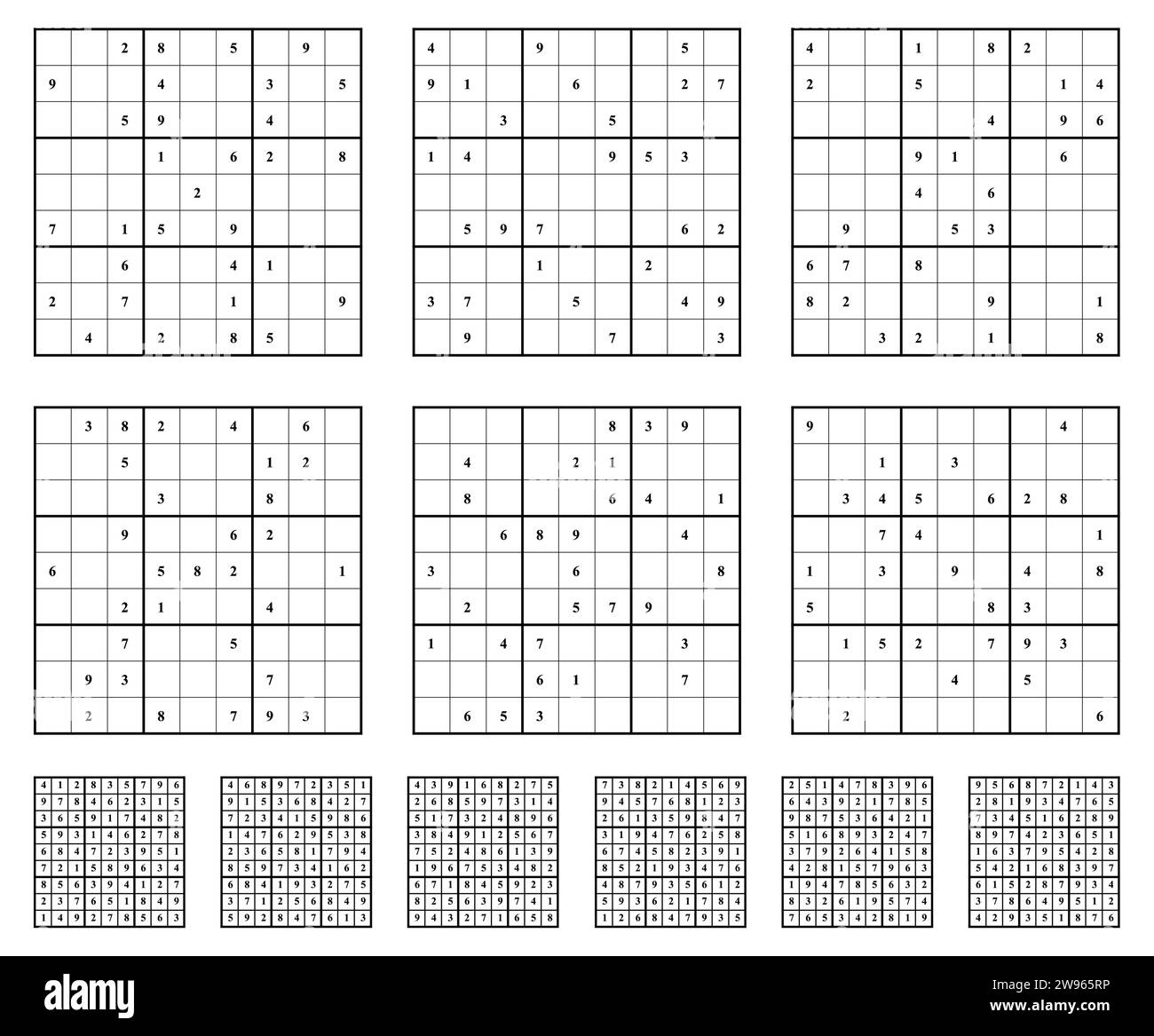 Sudoku game set  with answers. Stock Vector
