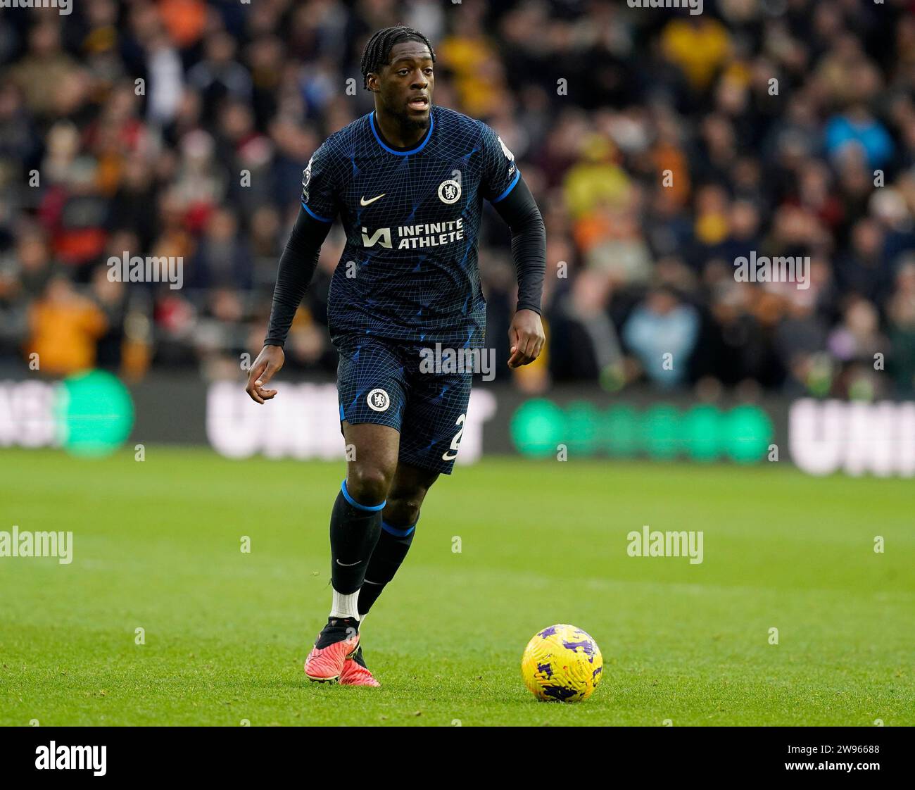Wolverhampton, UK. 24th Dec, 2023. Axel Disasi of Chelsea during the Premier League match at Molineux, Wolverhampton. Picture credit should read: Andrew Yates/Sportimage Credit: Sportimage Ltd/Alamy Live News Stock Photo
