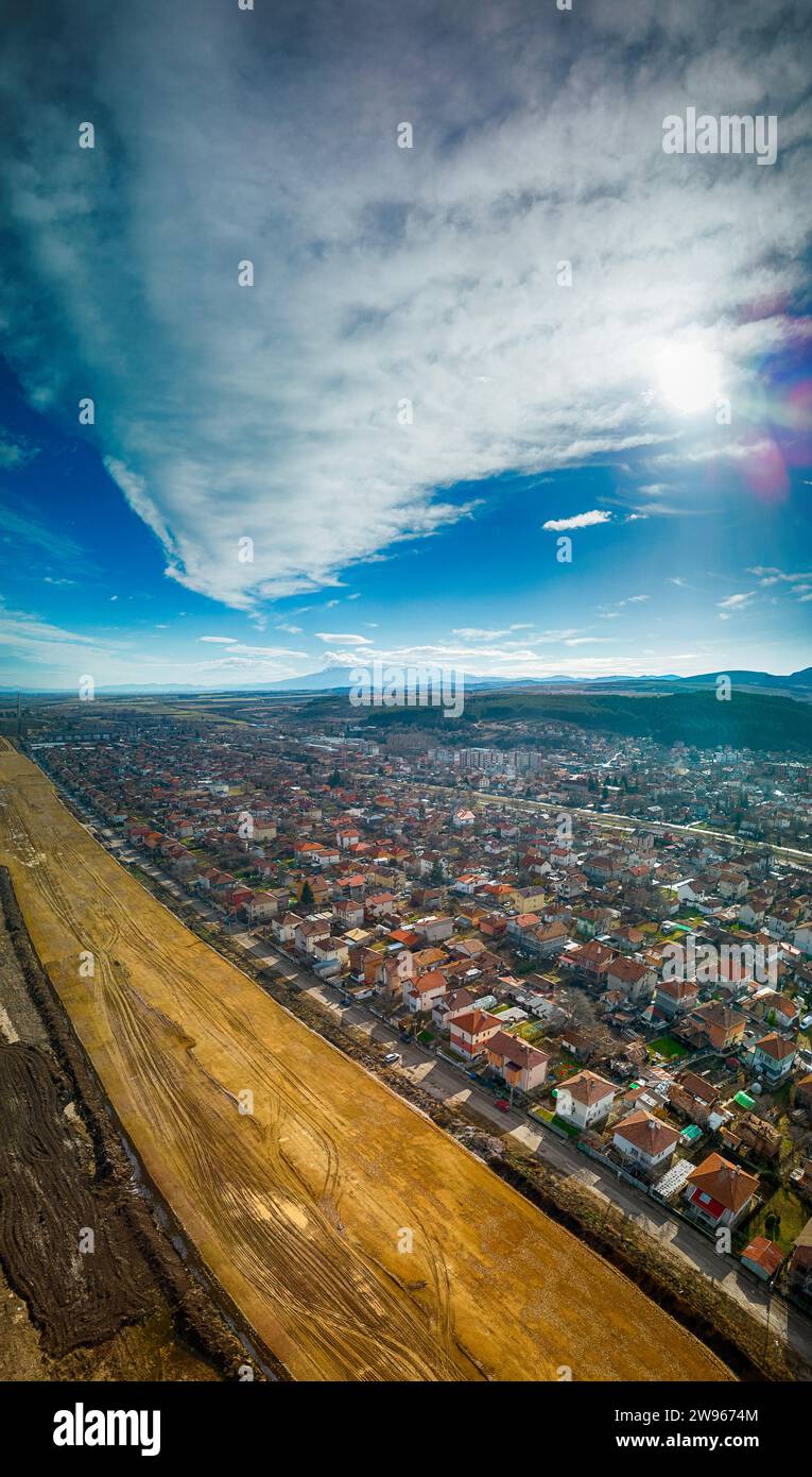 Panoramic view of Slivnitsa city, shot with a drone,Slivnitsa ,Bulgaria ...