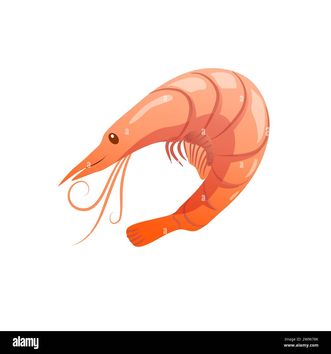 Shrimp icon in flat style, seafood. Isolated on white background. Stock Vector