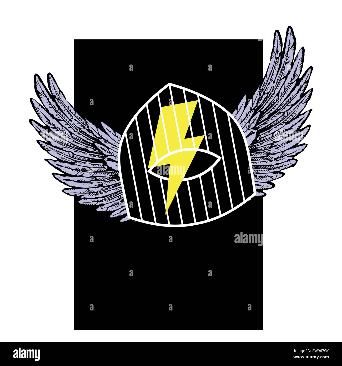 Design for a cage t-shirt with wings and the yellow thunderbolt symbol ...