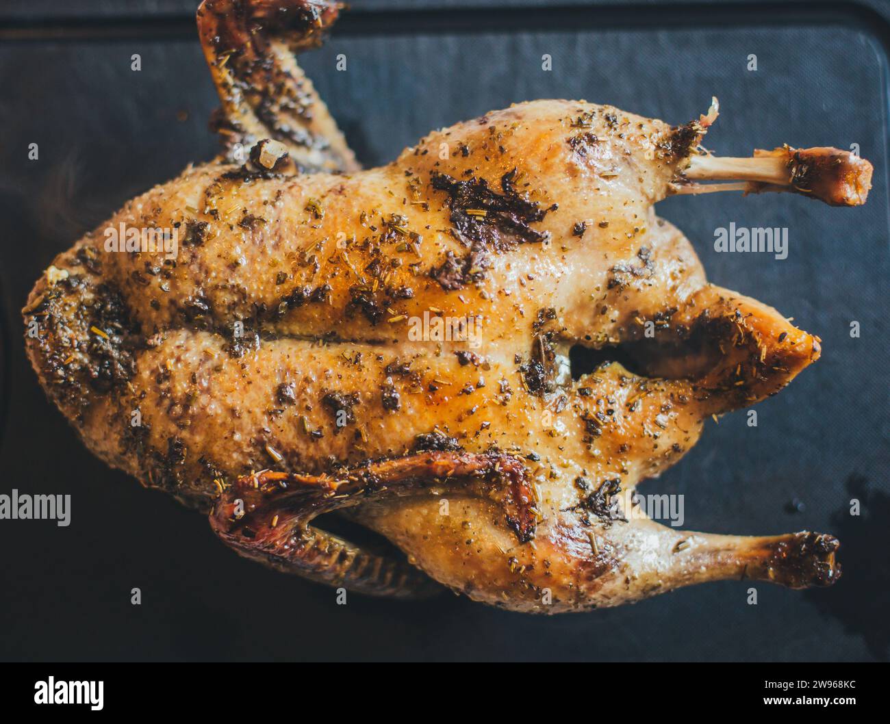 Preparing a traditional Silesian christmas dinner roasted duck Stock