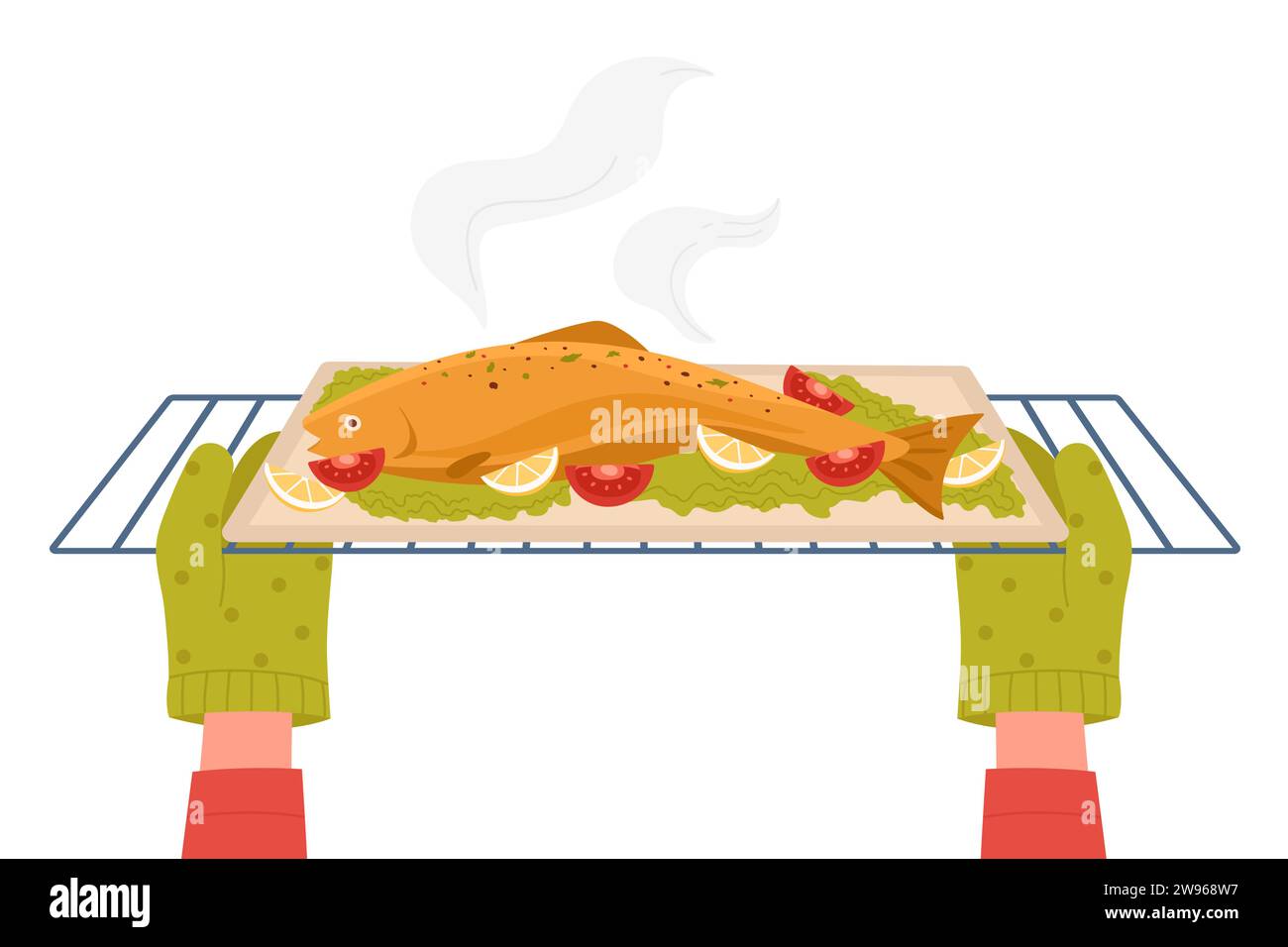 Fish tray bake Stock Vector Images - Alamy