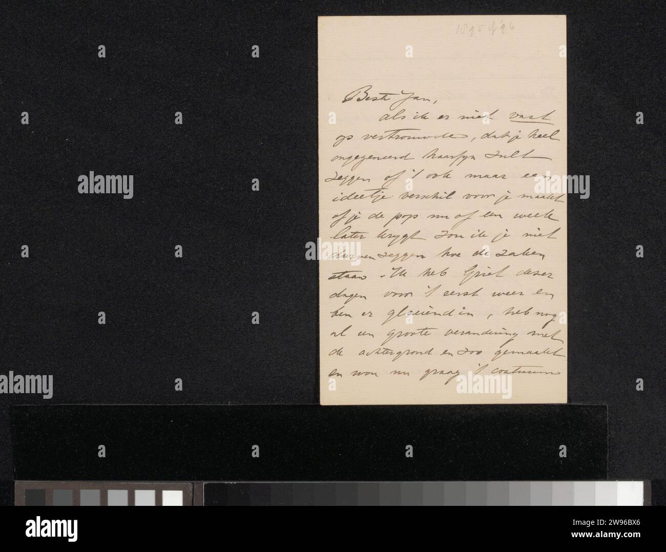 Letter to Jan Veth, Wally Moes, 1874 - 1918 letter   paper. ink writing (processes) / pen  's-Graveland Stock Photo