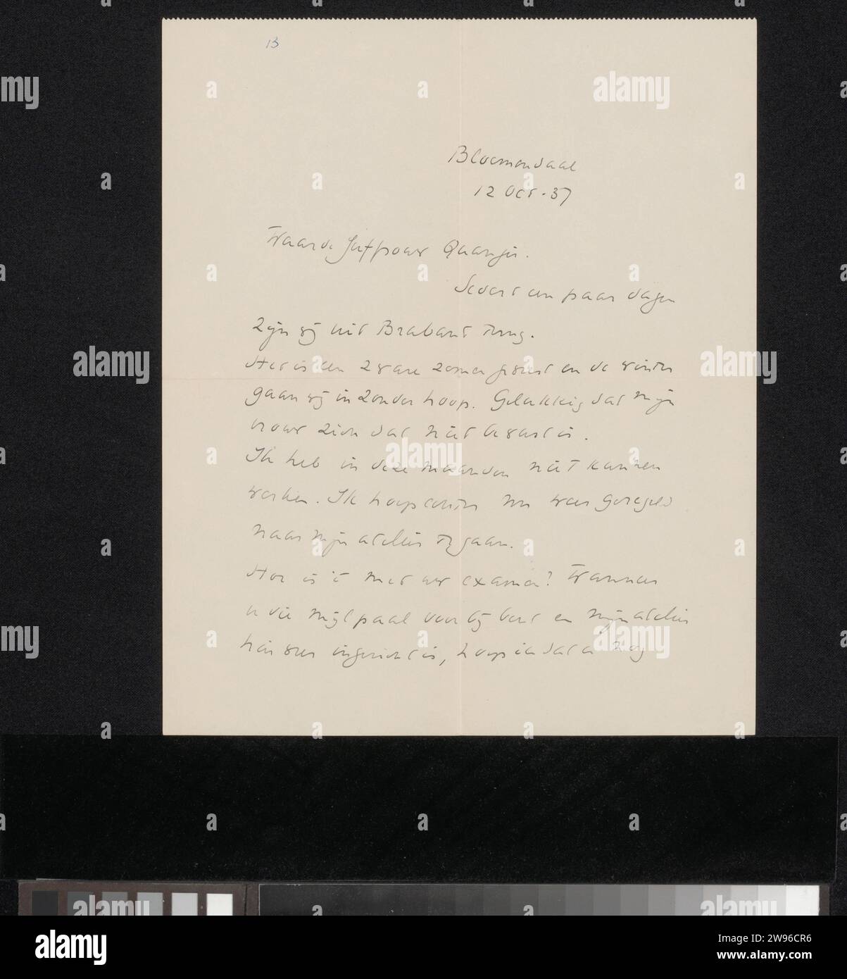 Letter to Marisa Quanjer, Richard Nicolaüs Roland Holst, 1937 letter ...