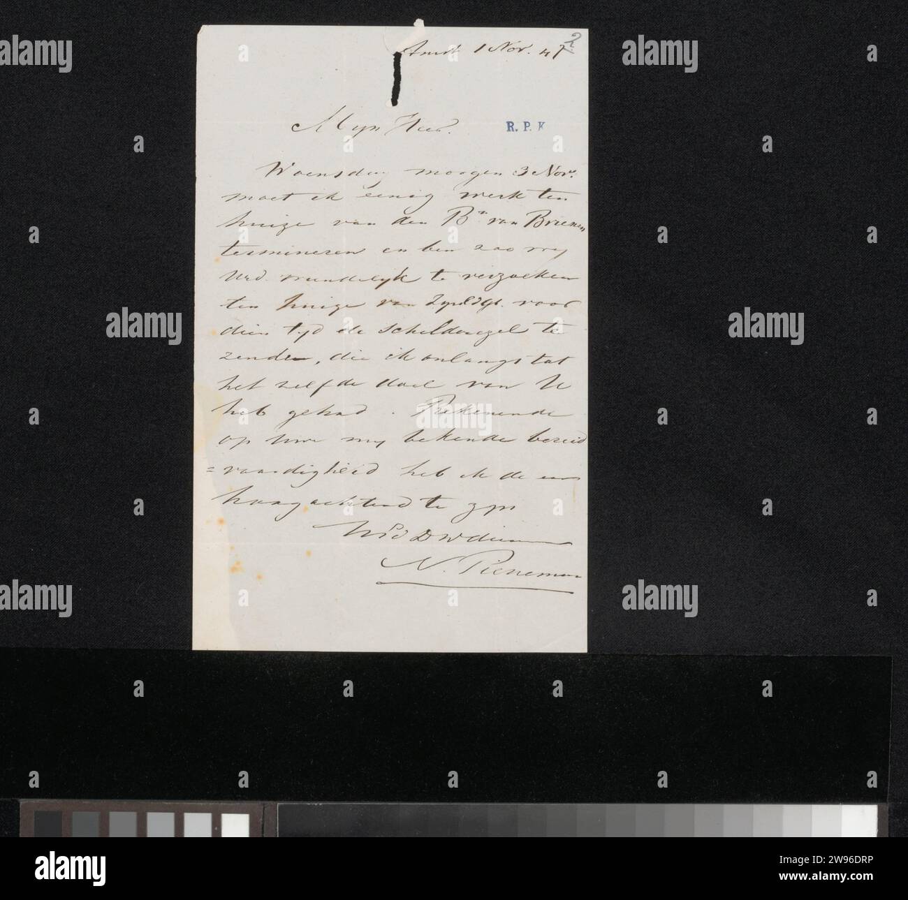Letter to Anonymous, Nicolaas Pieneman, 1847 letter Amsterdam paper ...