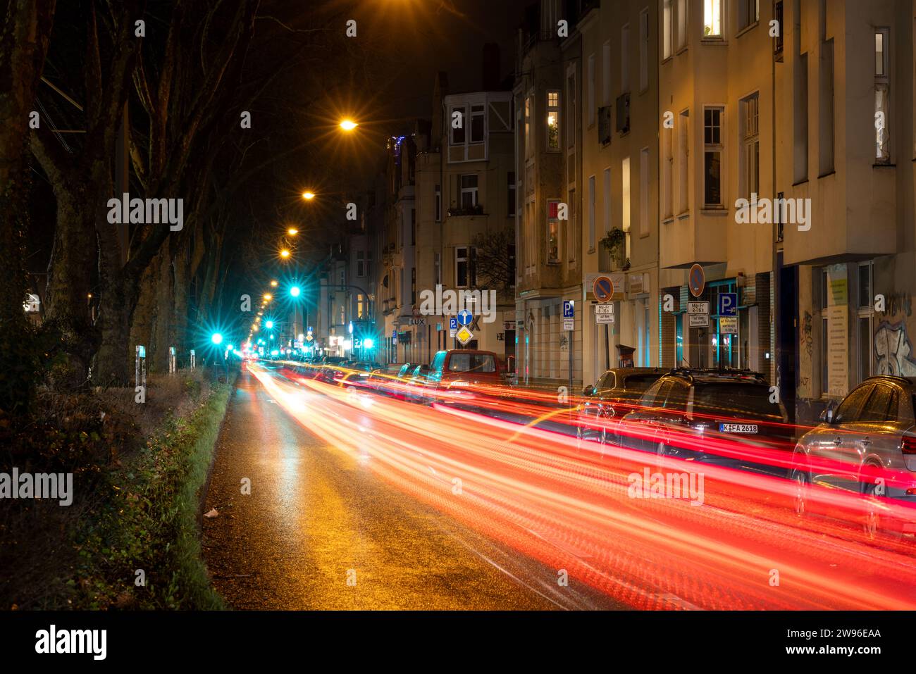 Christmas illumination in Cologne on a winter evening Stock Photo