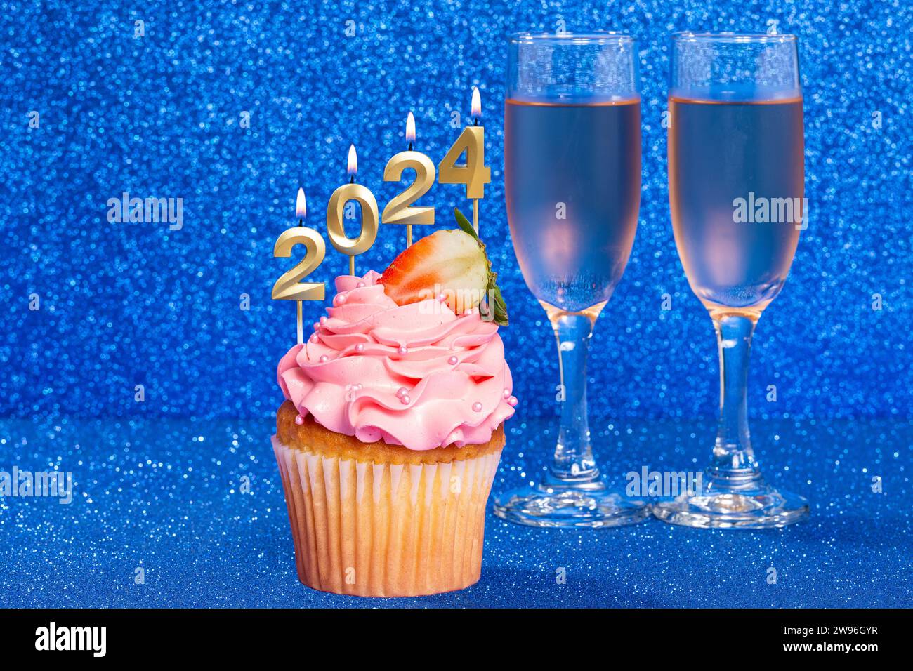 Cupcake With Candles Forming Number 2025 for Happy New Year New Year