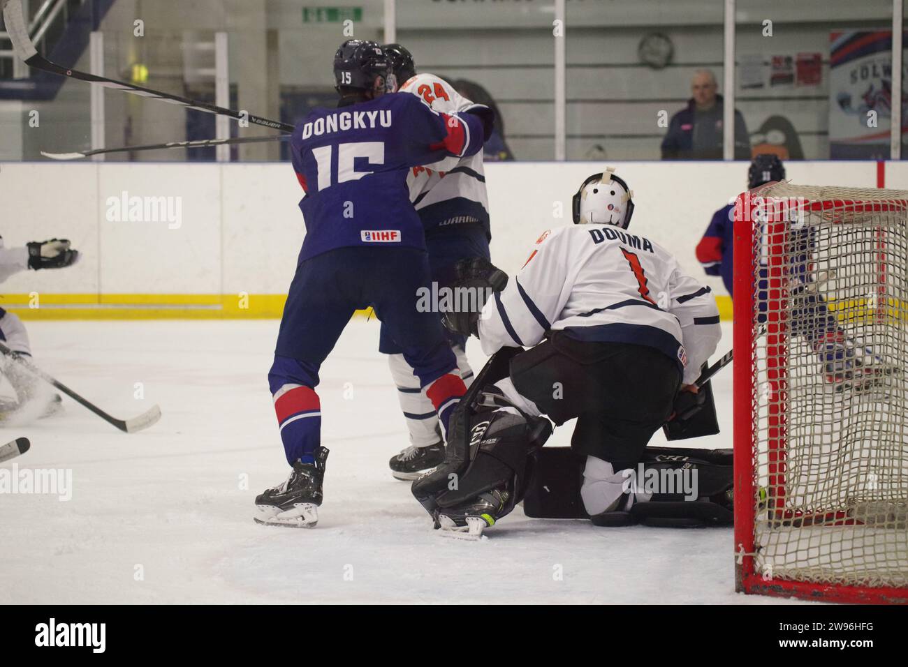 Dumfries, 14 December 2023. Netminder Danylo Douma and Berk Ates