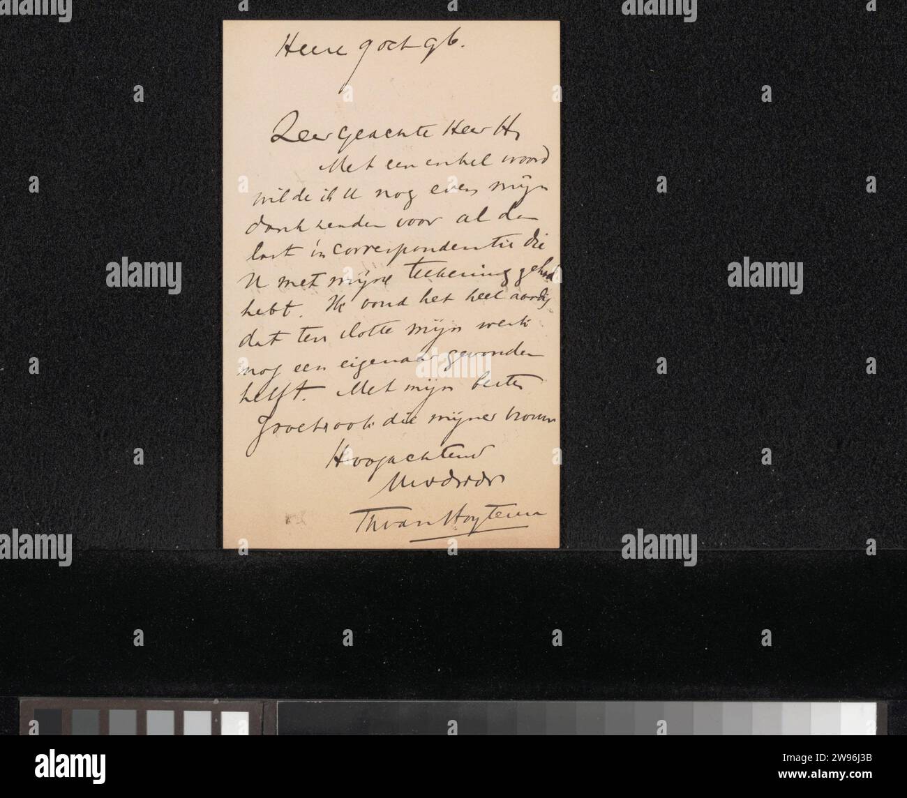 Letter to Anonymous, Theo Van Hoytema, 1896 letter Lord paper. ink ...