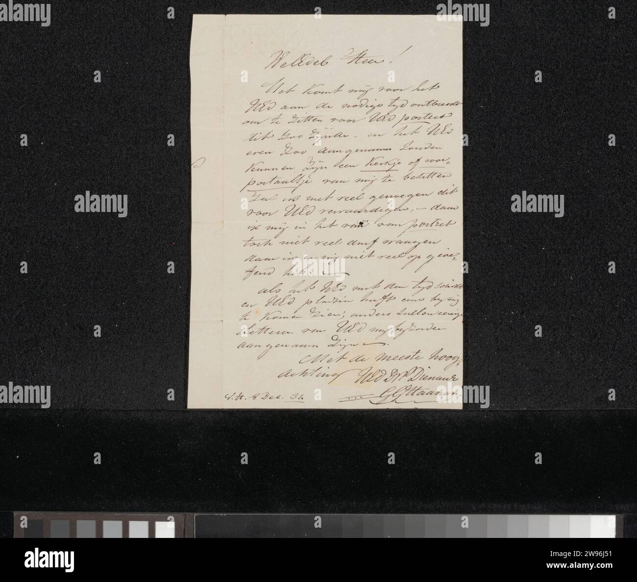 Letter to Anonymous, George Gillis Haanen, 1834 letter paper. ink ...