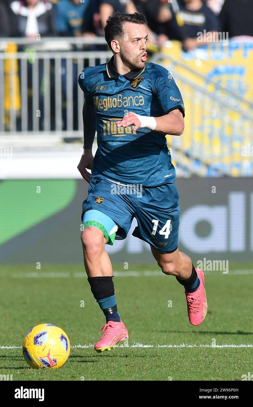 Frosinone, Lazio. 23rd Dec, 2023. Francesco Gelli of Frosinone during the Serie A match between Frosinone v Juventus at Benito Stirpe stadium in Frosinone, Italy, December 23th, 2023. Photographer01 Credit: Independent Photo Agency/Alamy Live News Stock Photo