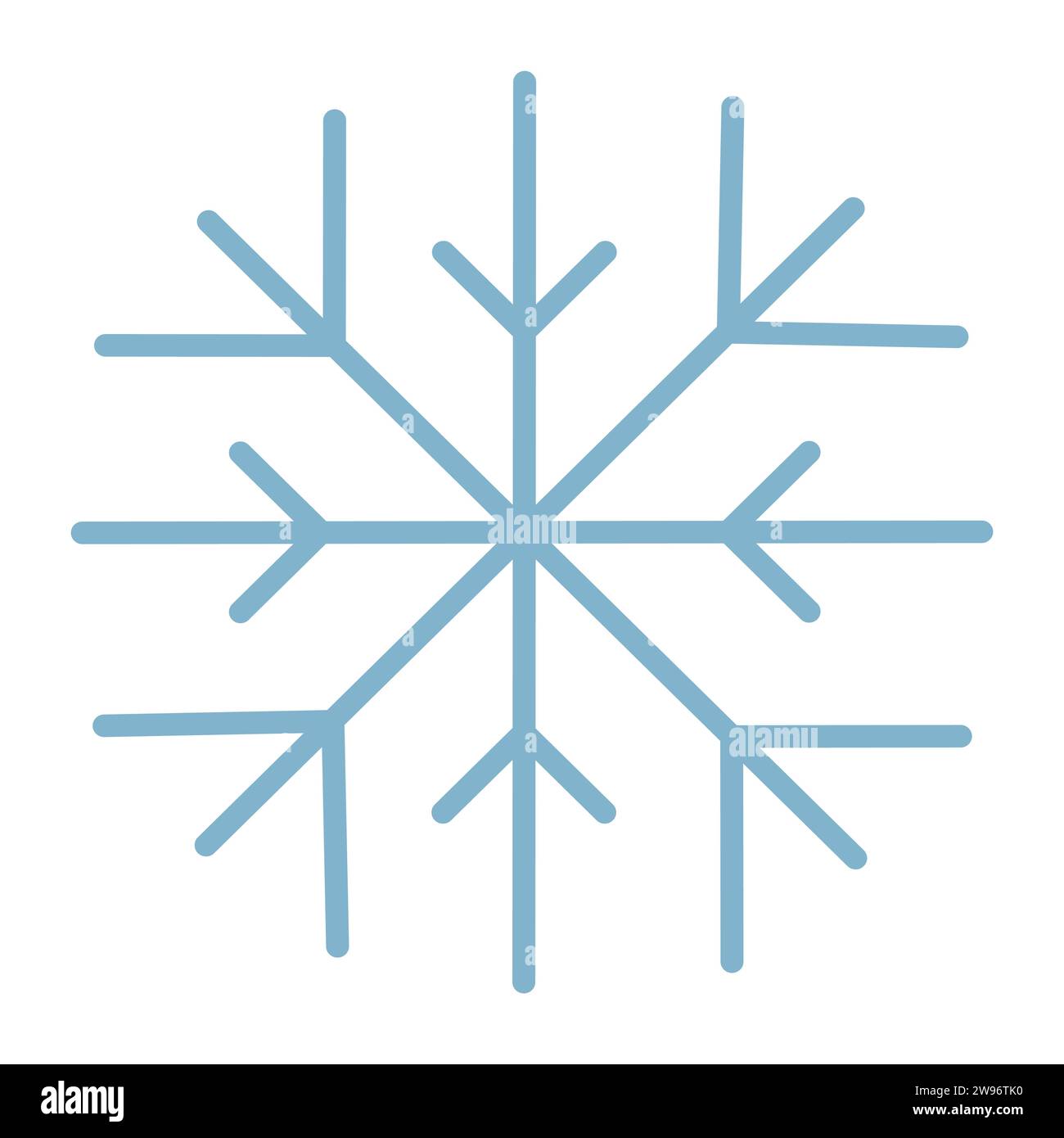 Snowflake in groovy blue color, vector sign of winter season, simple line icon Stock Vector