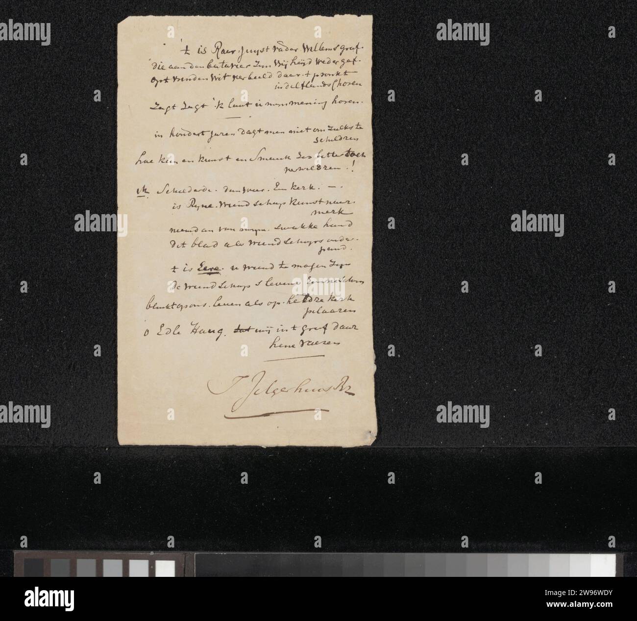 Poem to L.F.C. Haug, Johannes Jelgerhuis, 1783 - 1834 poem   paper. ink writing (processes) / pen Stock Photo