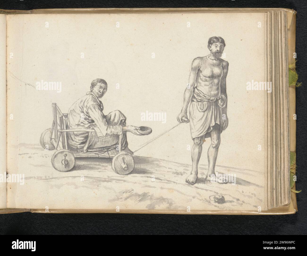 Handicapped beggar in a cart and his mate, Esaias Boursse, 1662 On a ...