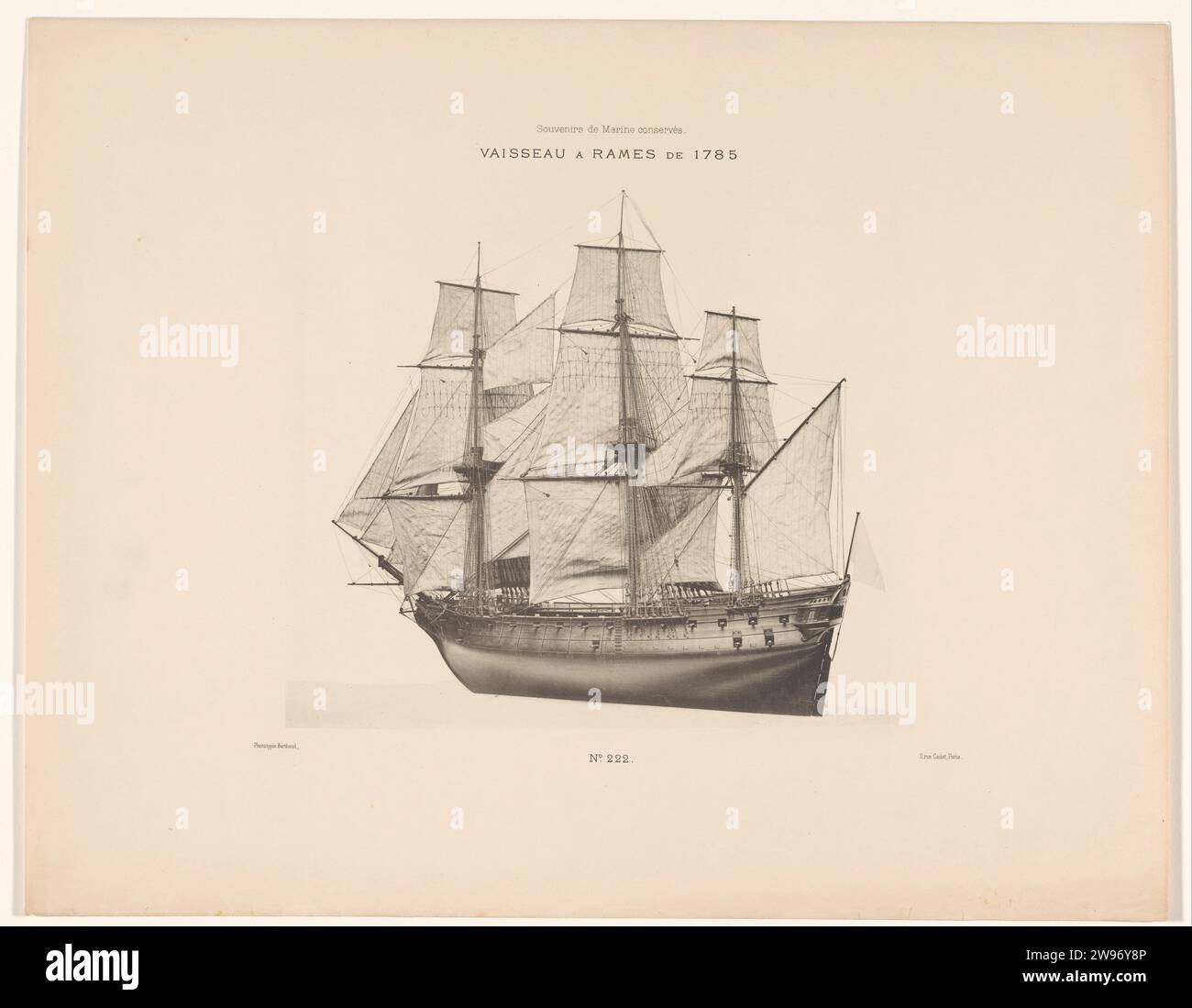 Rames vessel of 1785, Berthaud Frères, 1889 print Ship model of the ...