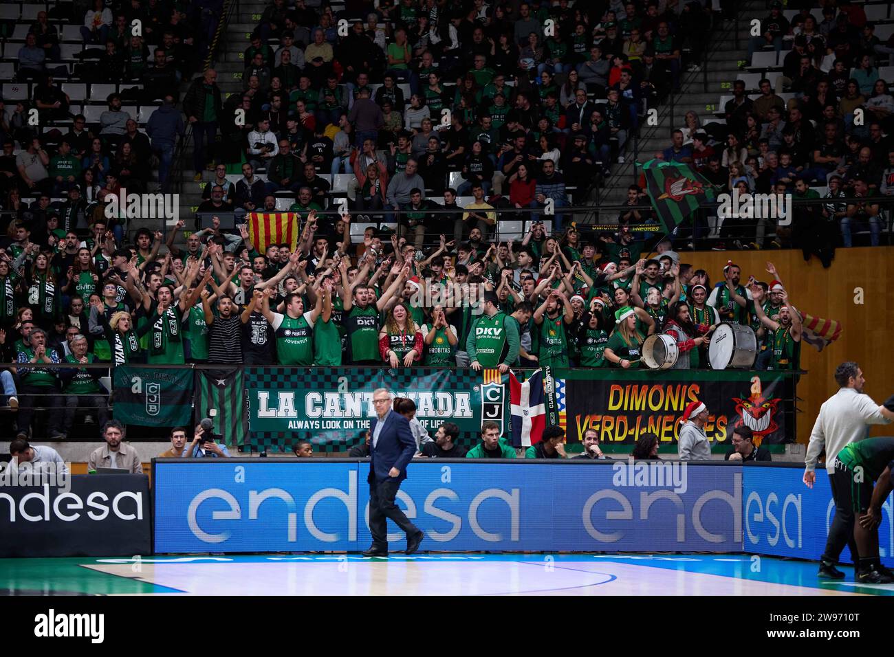 Badalona, Spain, Barcelona. 23rd Dec, 2023. Supporters during the ACB Liga Endesa match between Joventut Badalona and Real Madrid at Pabellon Olimpico de Badalona on December 23, 2023 in Badalona, Spain. (Credit Image: © David Ramirez/DAX via ZUMA Press Wire) EDITORIAL USAGE ONLY! Not for Commercial USAGE! Stock Photo