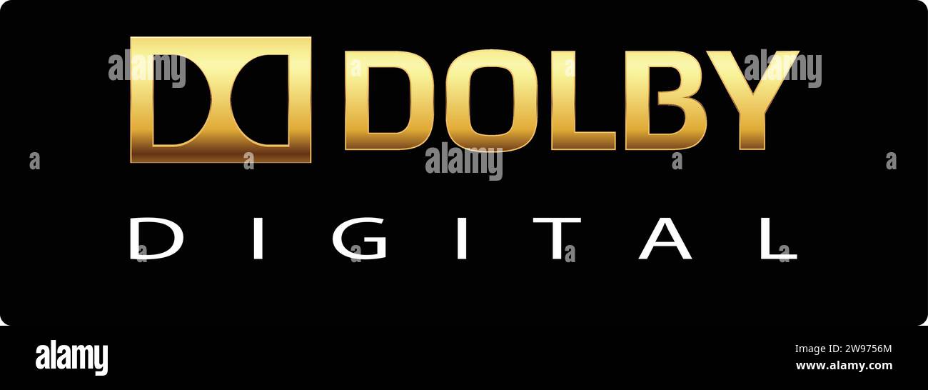 Dolby Golden logo Brand and letters | Digital Golden icon logo Stock Vector