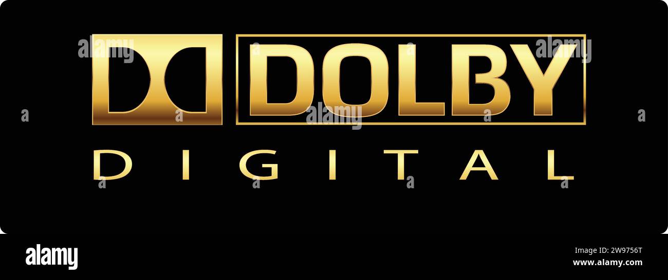 Dolby Golden logo Brand and letters | Digital Golden icon logo Stock Vector