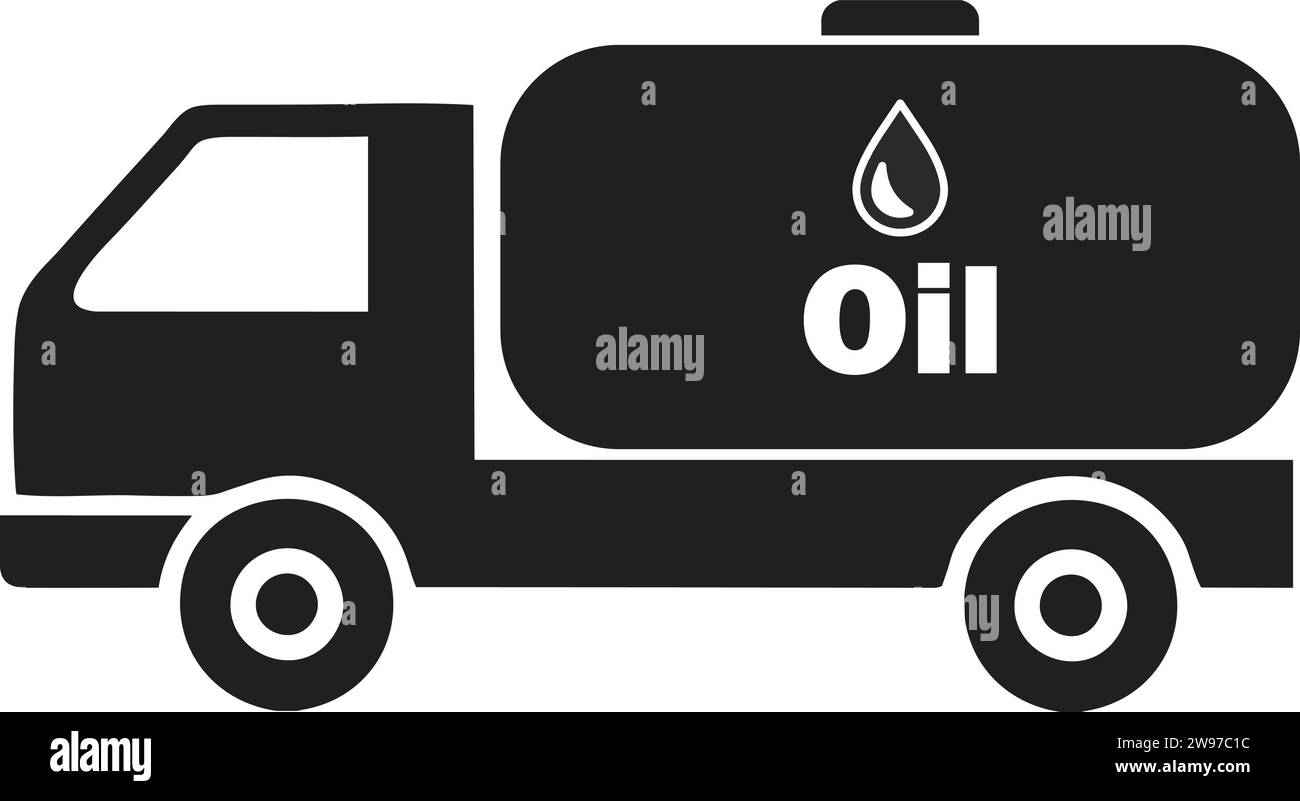 Oil Truck tanker icon silhouette | Gasoline fuel truck | oil and gas tanker icon Stock Vector