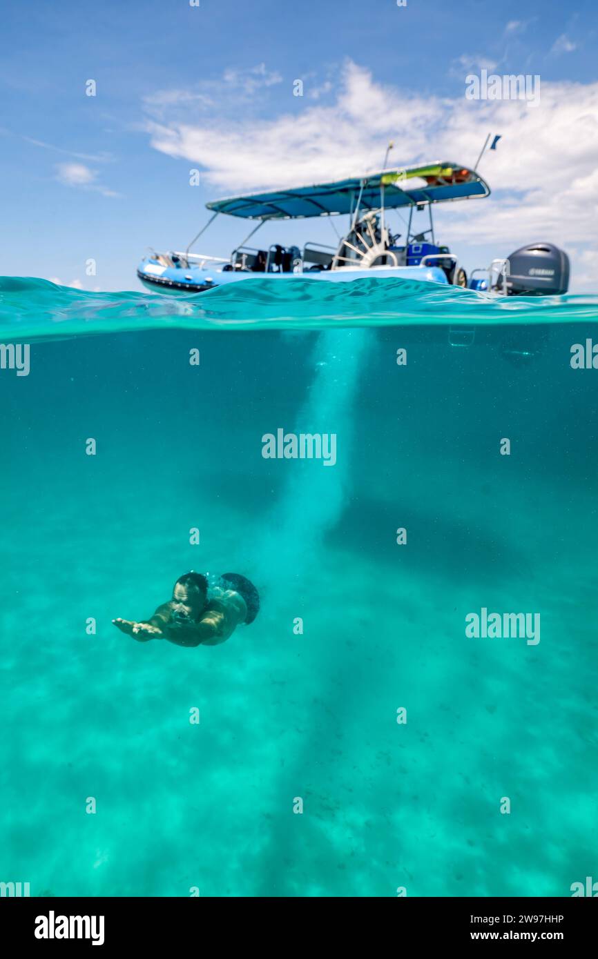 Apnea in the Mayotte lagoon Indian Ocean Stock Photo