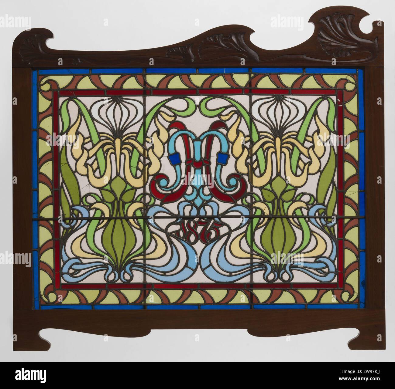 1875 Window Window with floral motifs and monogram in the middle, anonymous, 1875 ...