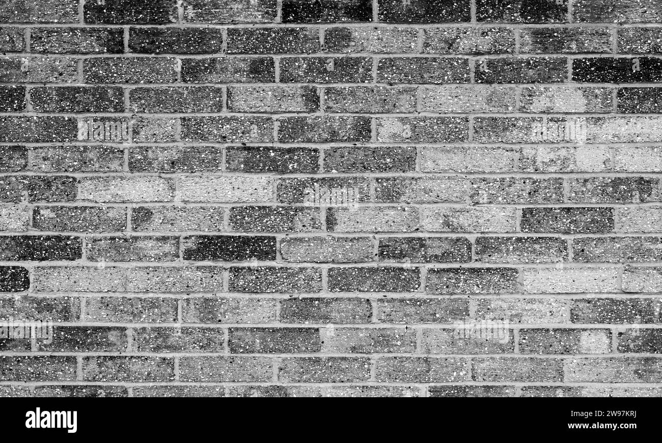 Old brick wall, detailed background photo texture, black and white Stock Photo