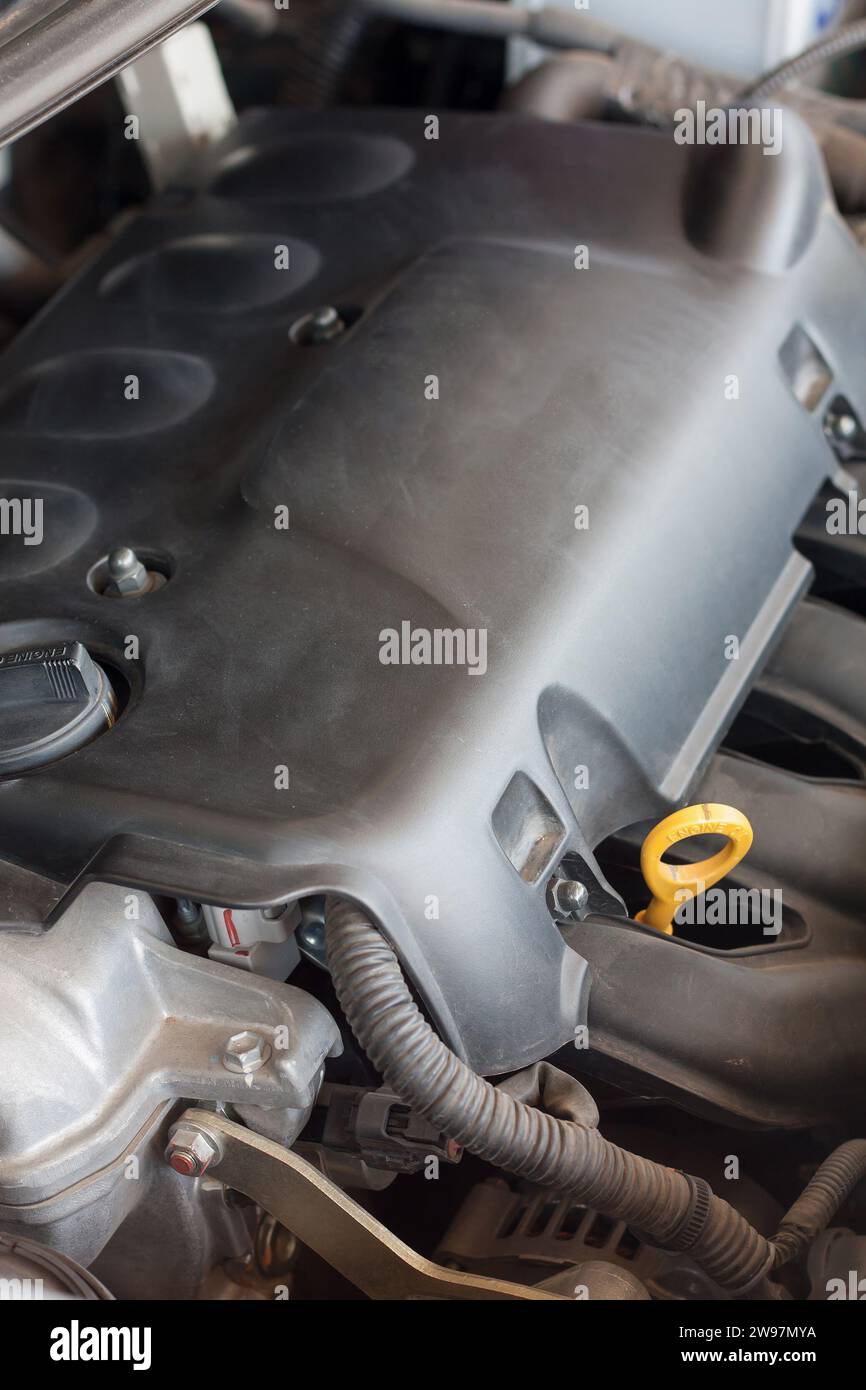 oil dipstick of car engine Stock Photo Alamy