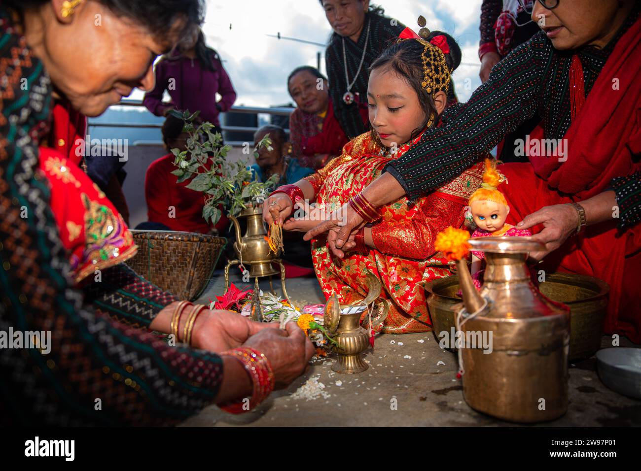 Bhaktapur, Bagmati, Nepal. 25th Dec, 2023. A girl perform traditional ...