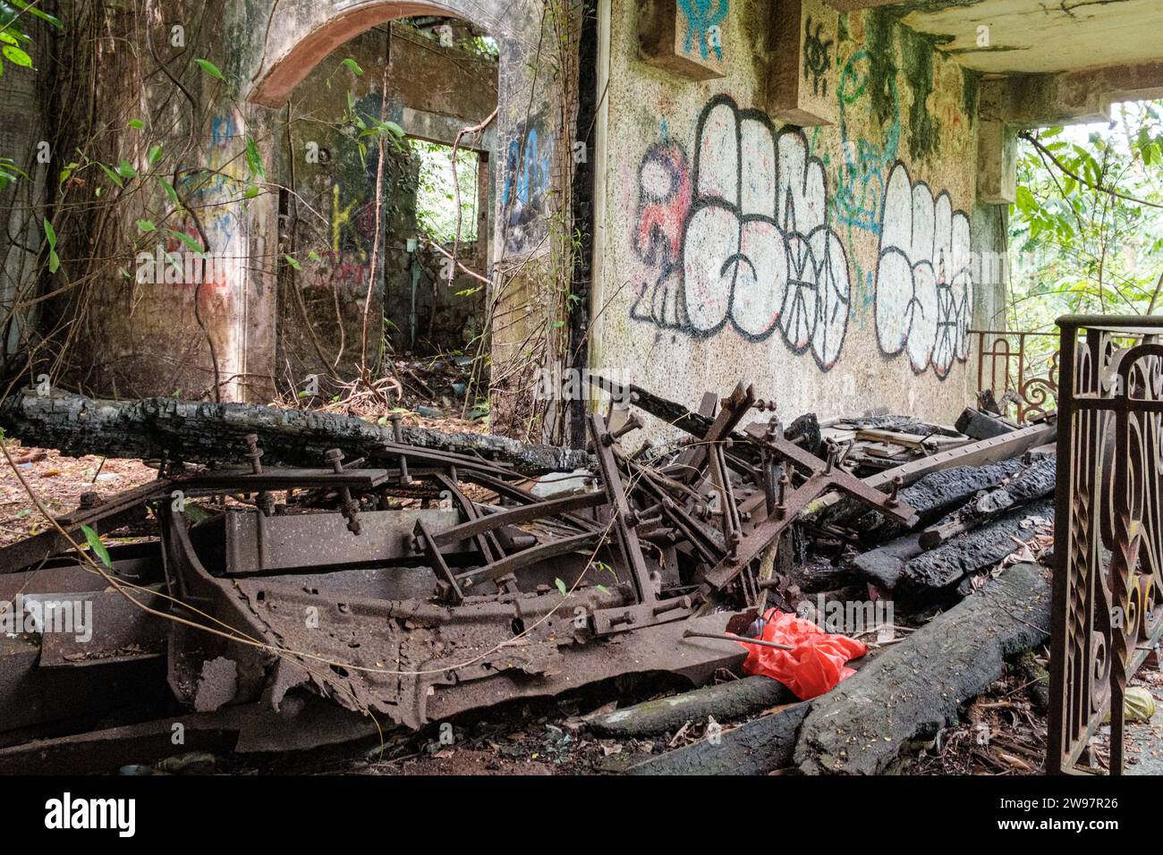 Abandoned Building Balcony with Scrap Stock Photo - Alamy