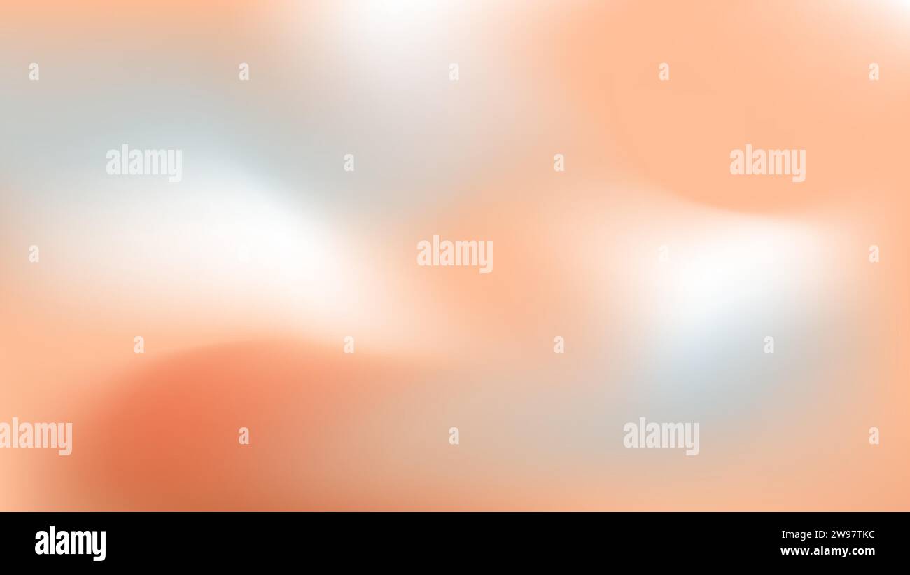 Abstract peach fuzz color vector banner. Blurred blue fresh orange delicate gradient background. Pastel pink smooth spots. Neutral Liquid stains copy Stock Vector