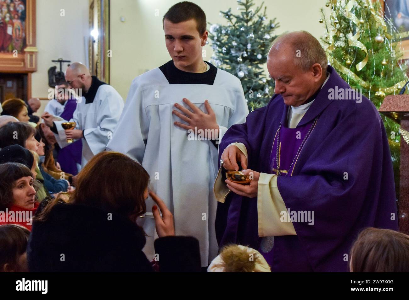 Bishop Jan Sobilo R Seen During The Eucharist On A Christmas Eve bishop-jan-sobilo-r-seen-during-the-eucharist-on-a-christmas-eve