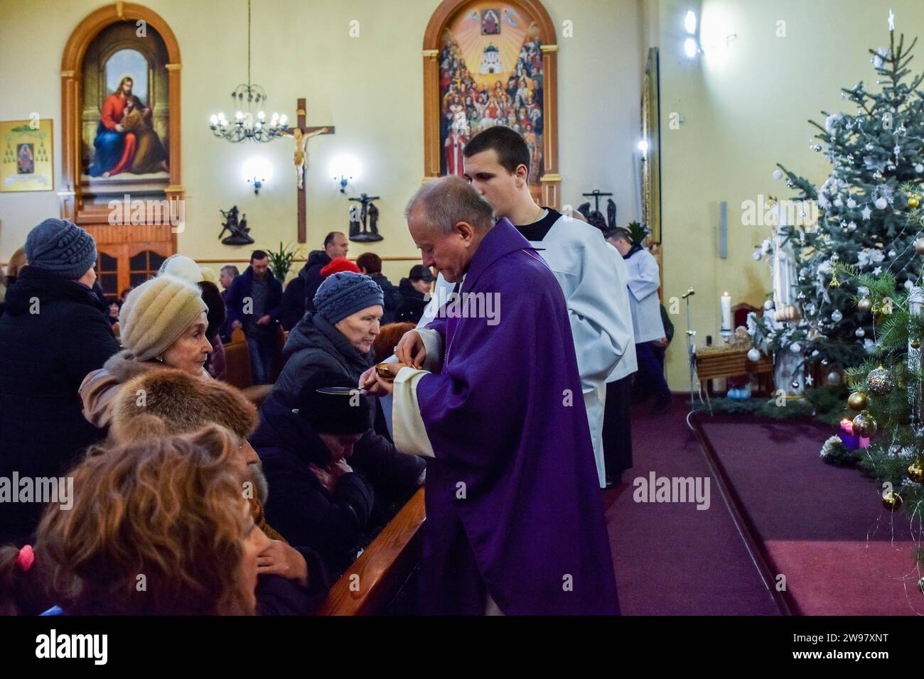 Bishop Jan Sobilo Seen During The Eucharist On A Christmas Eve Service bishop-jan-sobilo-seen-during-the-eucharist-on-a-christmas-eve-service