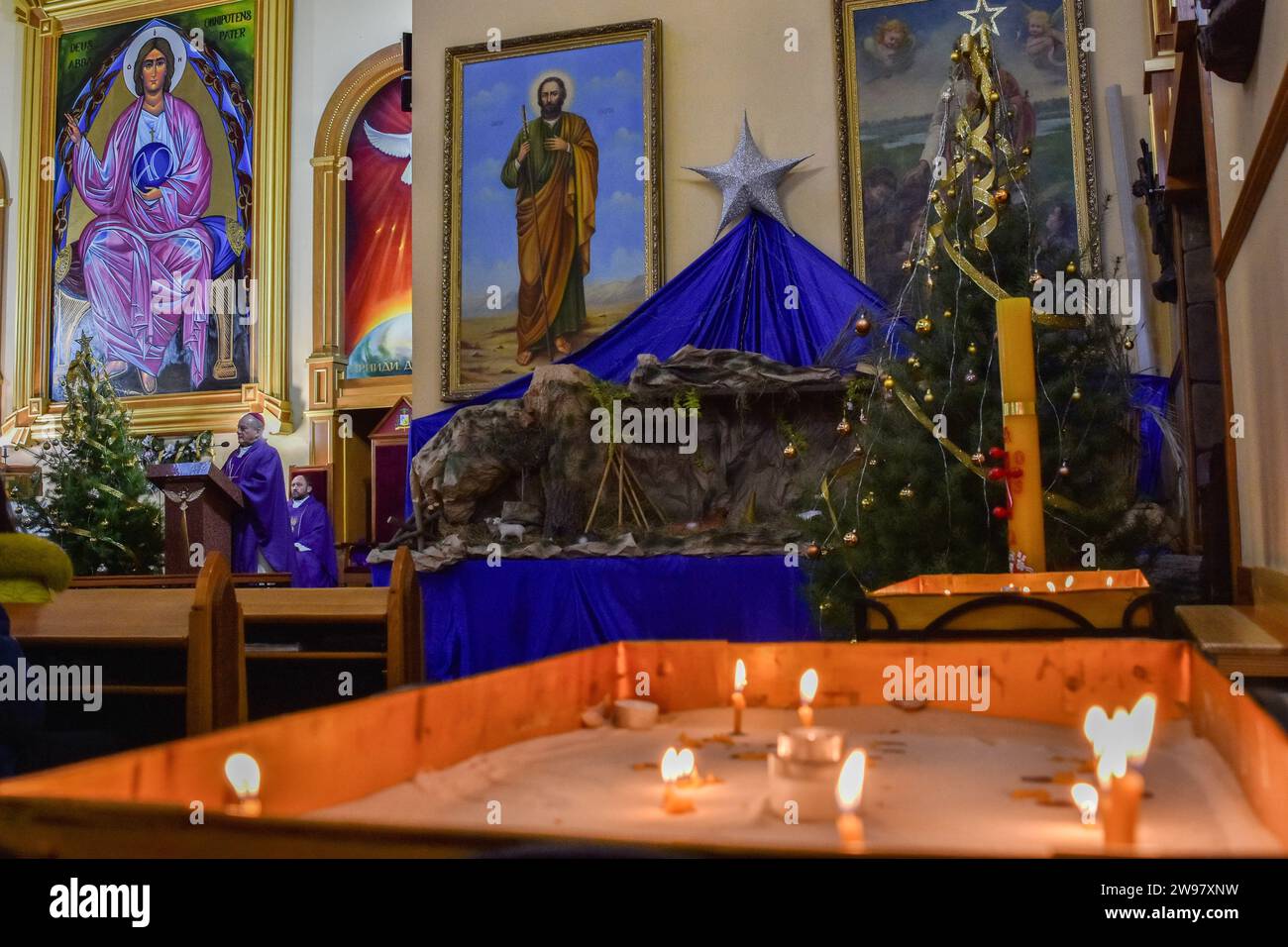 Bishop Jan Sobilo Leads The Christmas Eve Service At The Roman Catholic bishop-jan-sobilo-leads-the-christmas-eve-service-at-the-roman-catholic