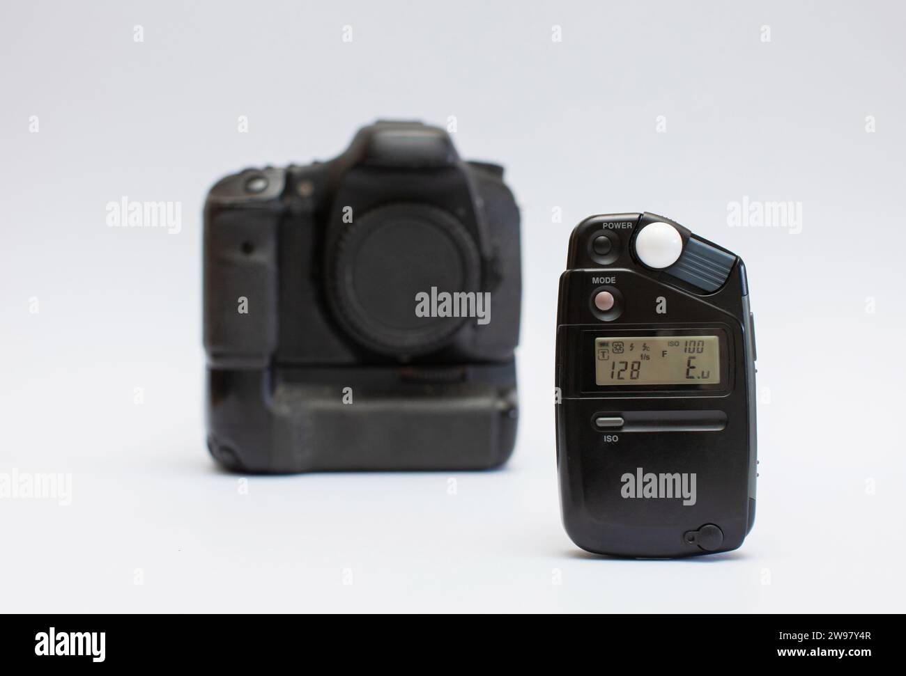 light meter and digital camera device on a isolated white background