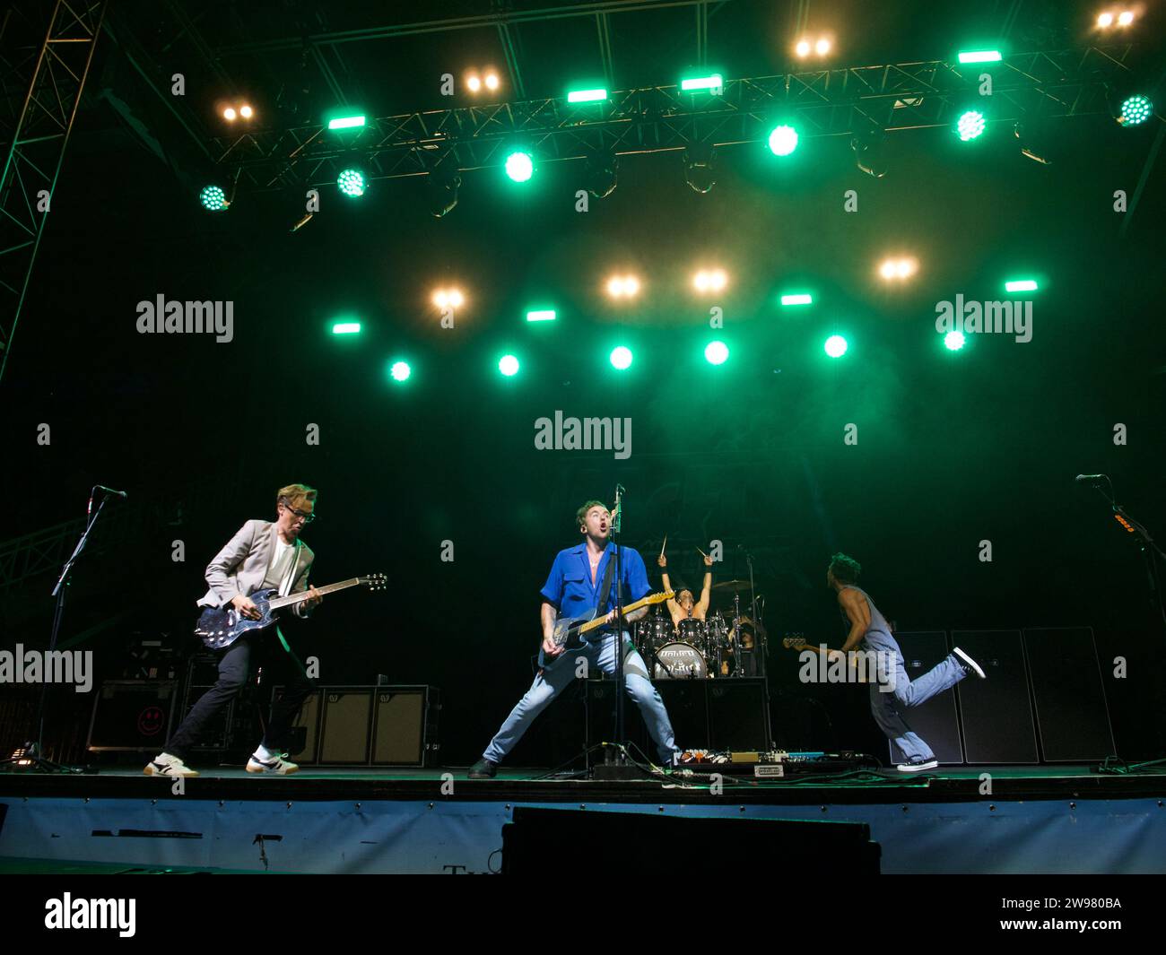 Band McFly rocking out at Newmarket Racecourse Stock Photo