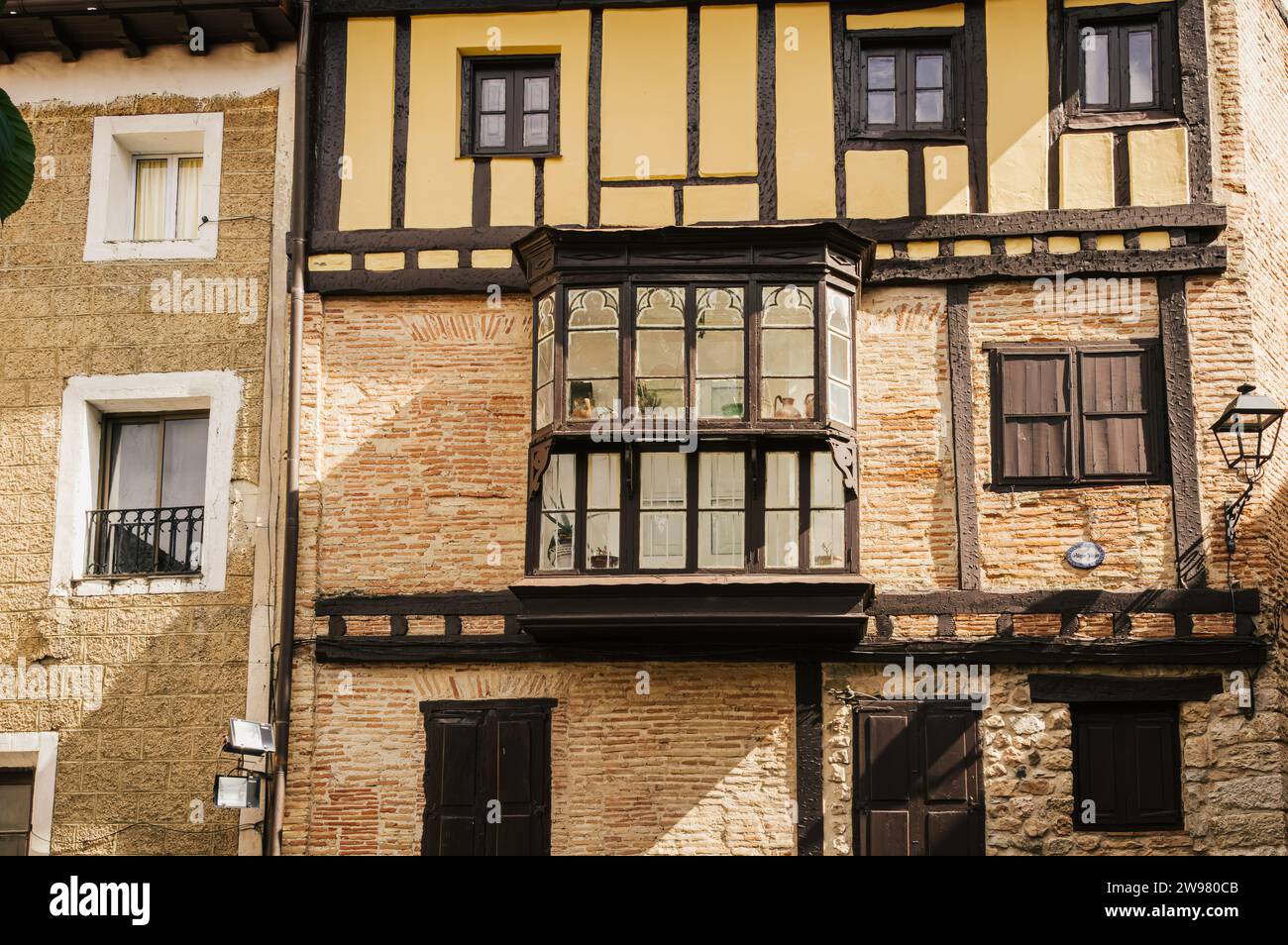 The historic charm of an old building in the Plaza Vieja of Poza del Sal (Castile and León, Spain) Stock Photo