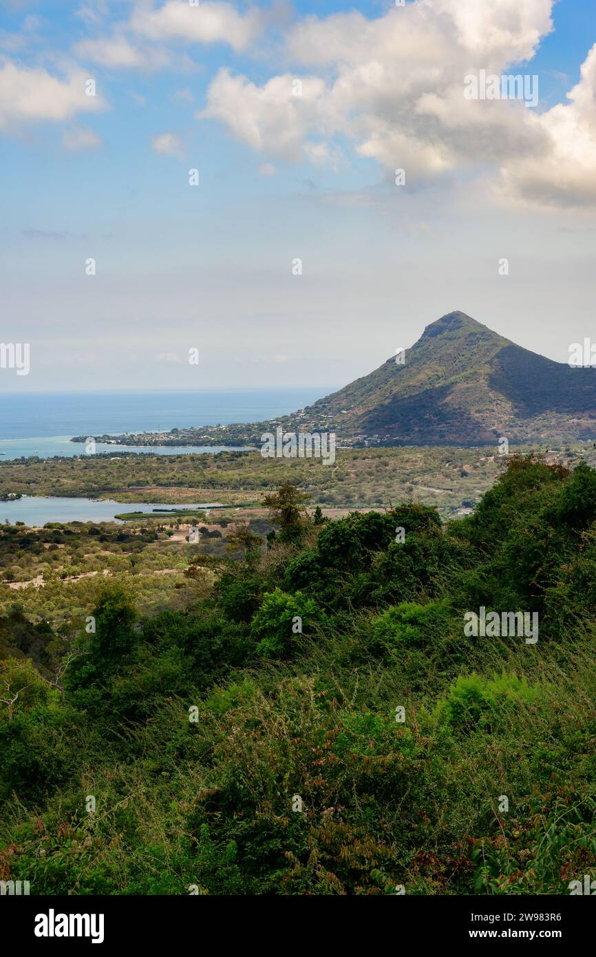 La Tourelle du Tamarin Mountain Seen from Chamarel Viewpoint in Mauritius Stock Photo