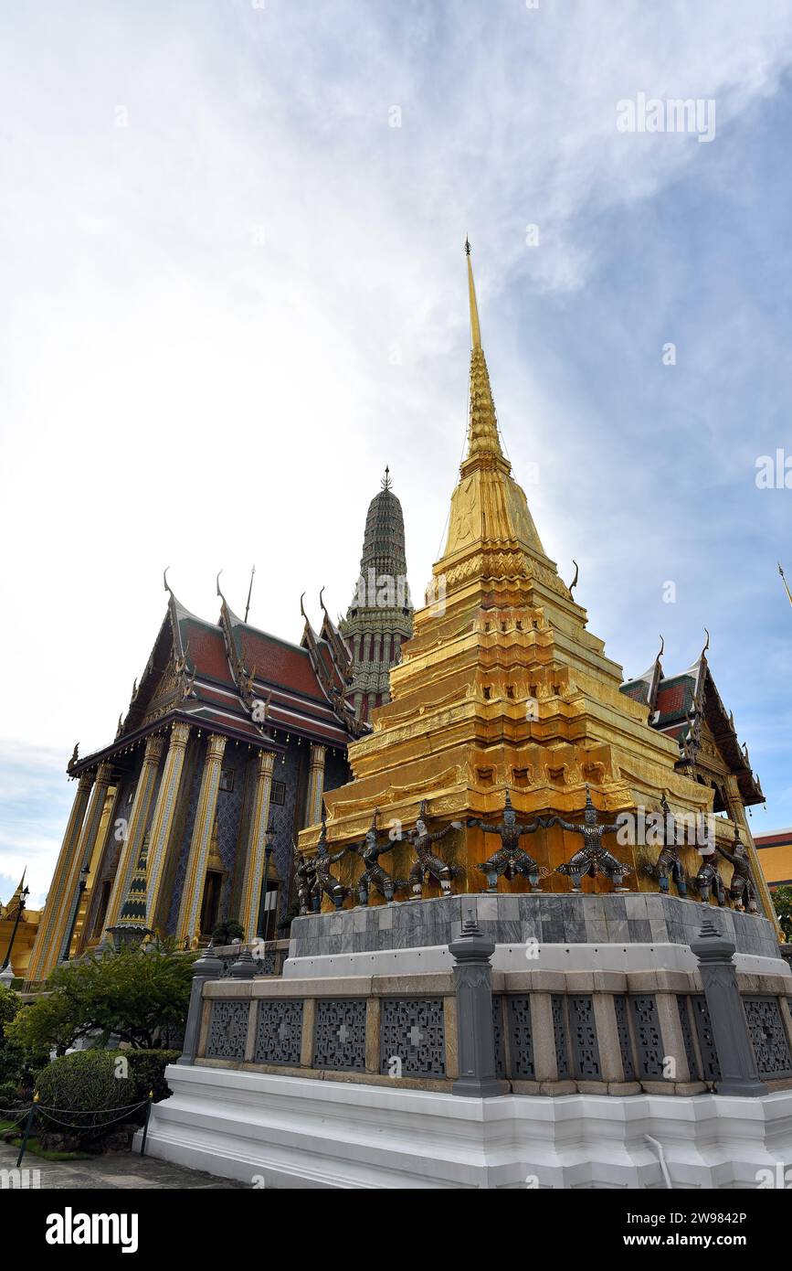 Wat Phra Kaew or Emerald Buddha Temple in Grand Place, Bangkok, Thailand - Wat Phra Kaew or Emerald Buddha Temple a tourist landmark in Bangkok Thaila Stock Photo