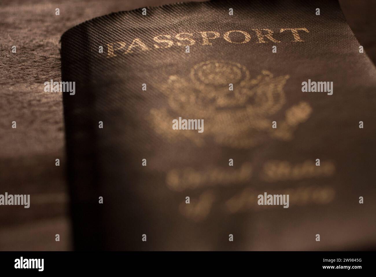 Detail of a worn and tattered passport cover Stock Photo Alamy