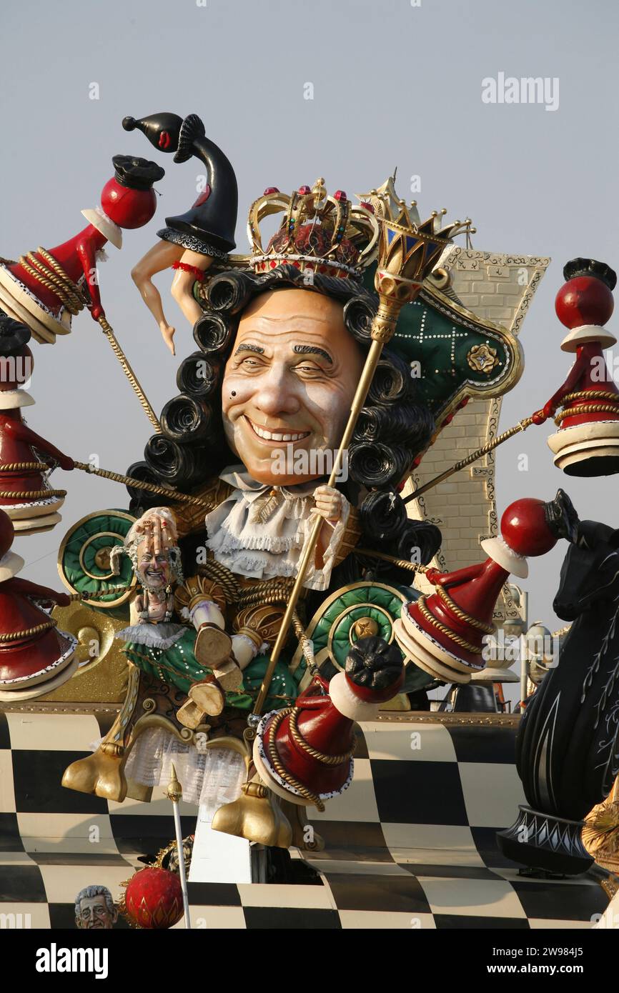 Carnival is characterized by paper mache floats representing caricatures of politicians and fictional creations. Stock Photo