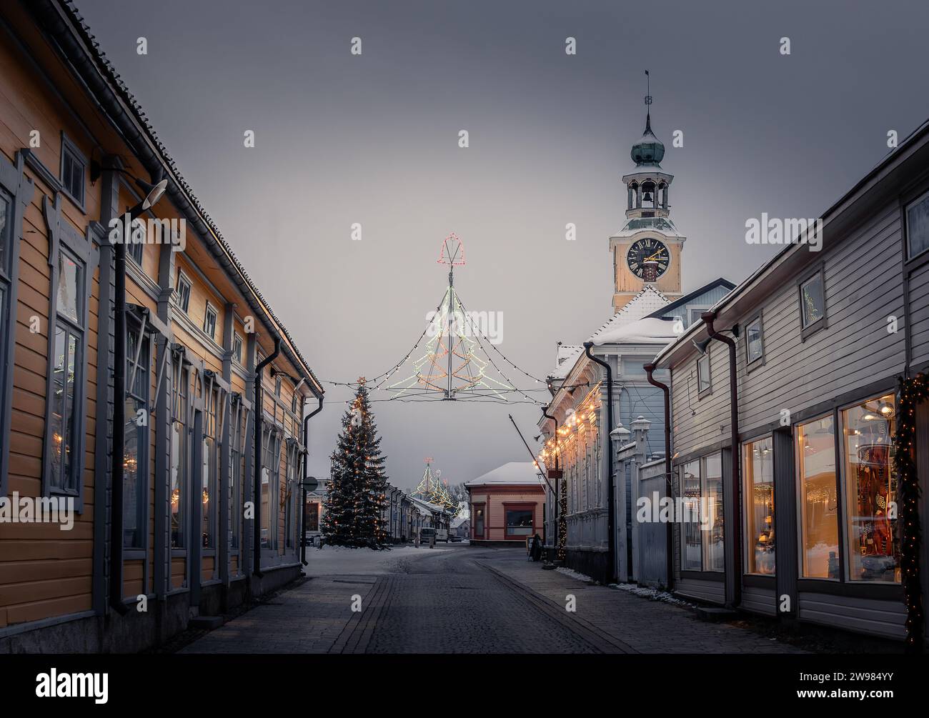 christmas market in the old town of Rauma Finland Stock Photo