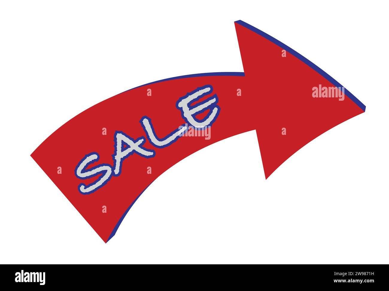A large rede arrow indicating the direction of the sale over a white background Stock Vector