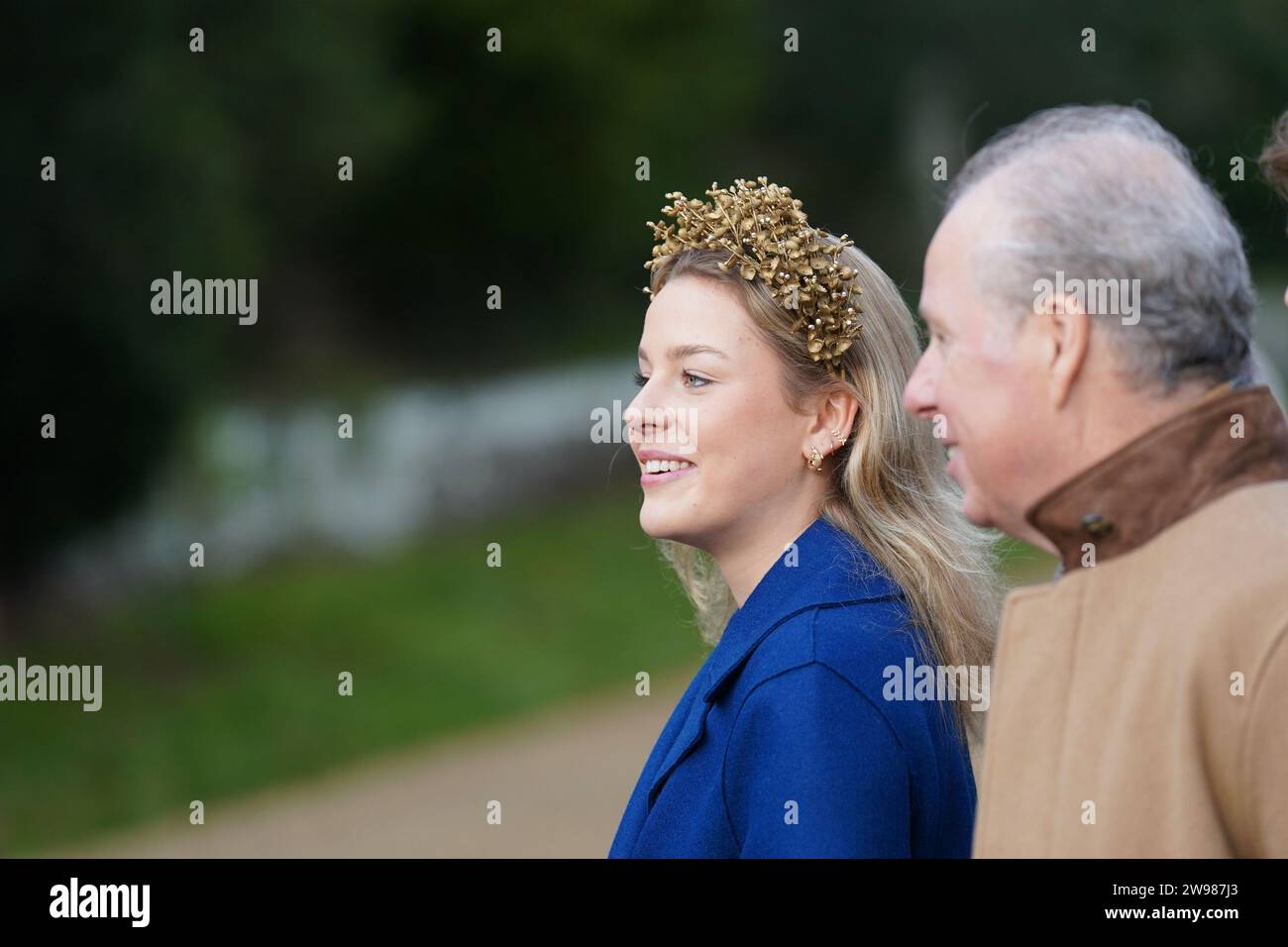 Lady Margarita ArmstrongJones and the Earl of Snowdon attending the Christmas Day morning