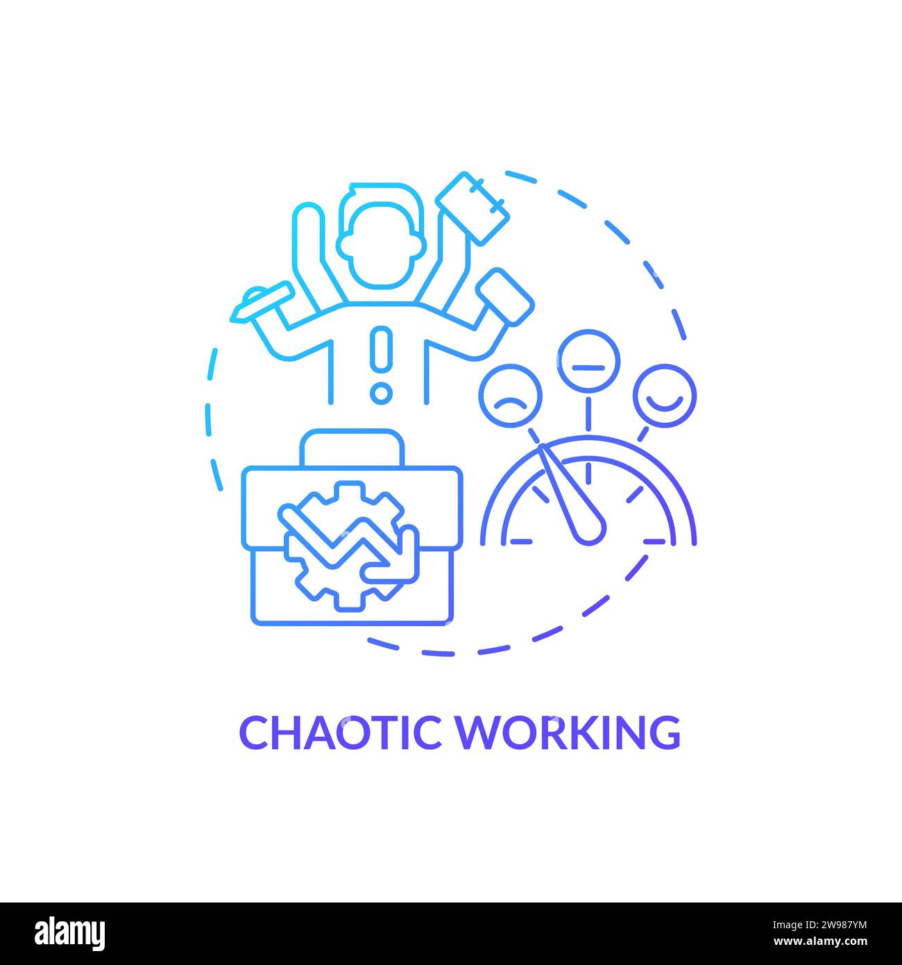 Thin line simple gradient chaotic working icon concept Stock Vector