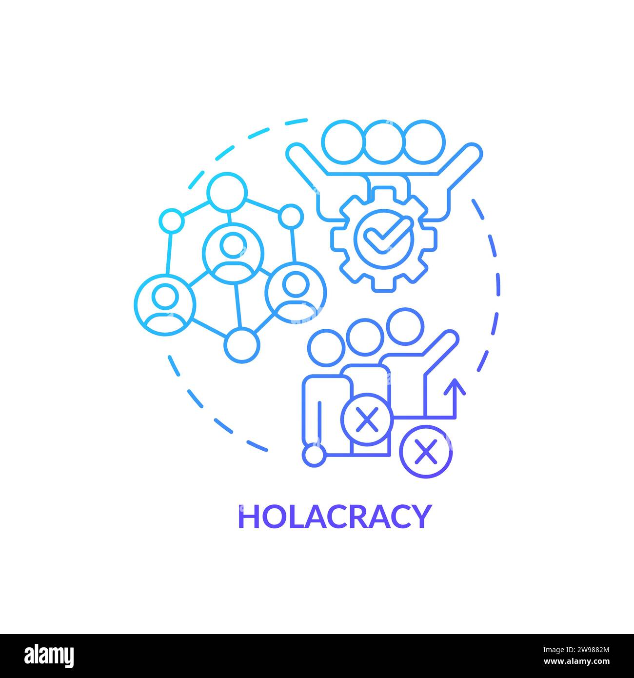 Thin line simple gradient holacracy icon concept Stock Vector