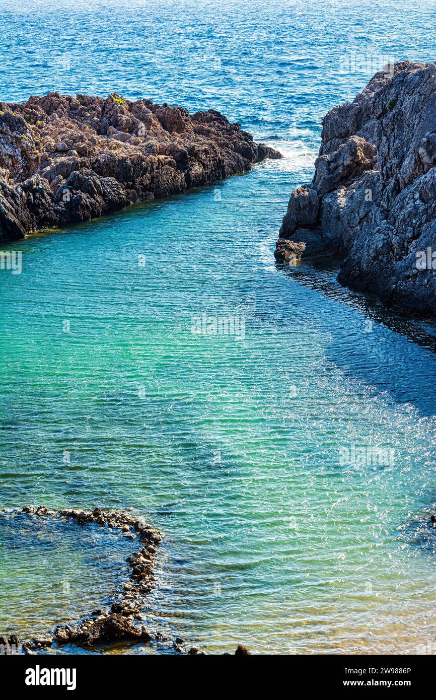 View of the iconic secluded beach of Glossa near the famous Voidokilia