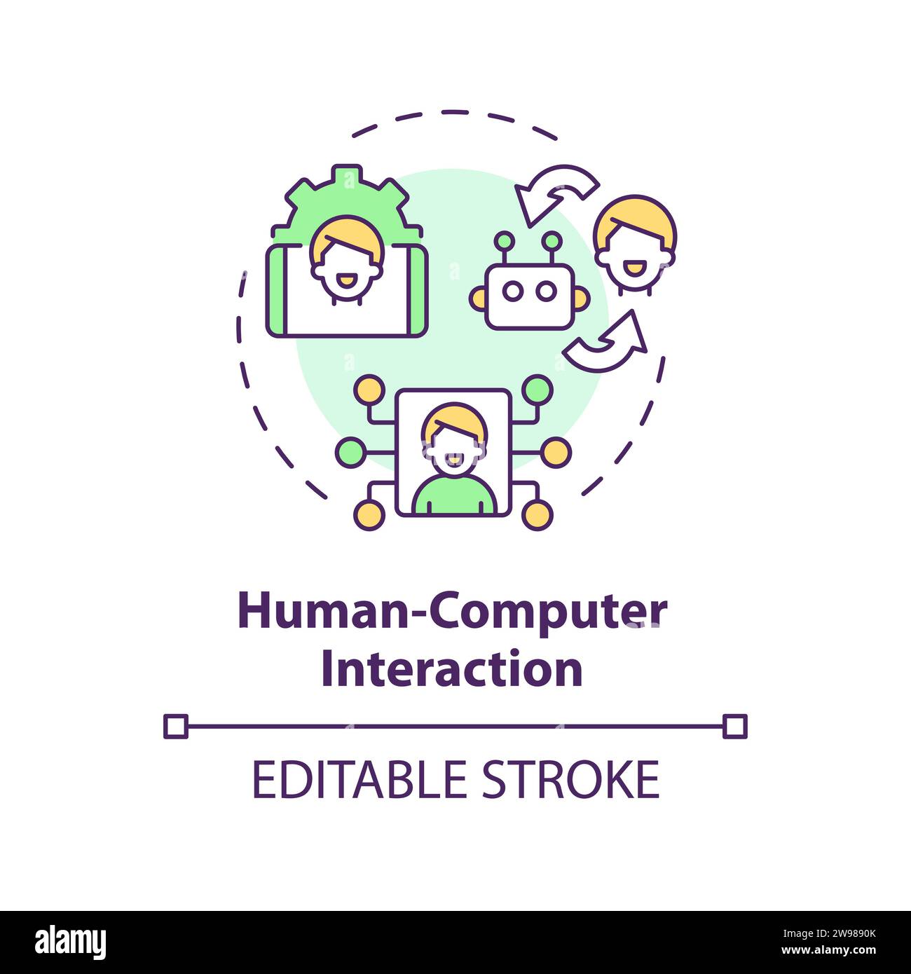 Thin line colorful human computer interaction icon concept Stock Vector ...